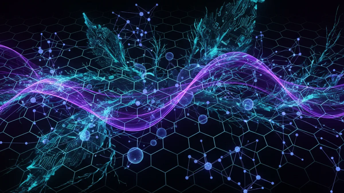 Abstract dark visualisation representing AI in Agriculture in Northern Ireland
