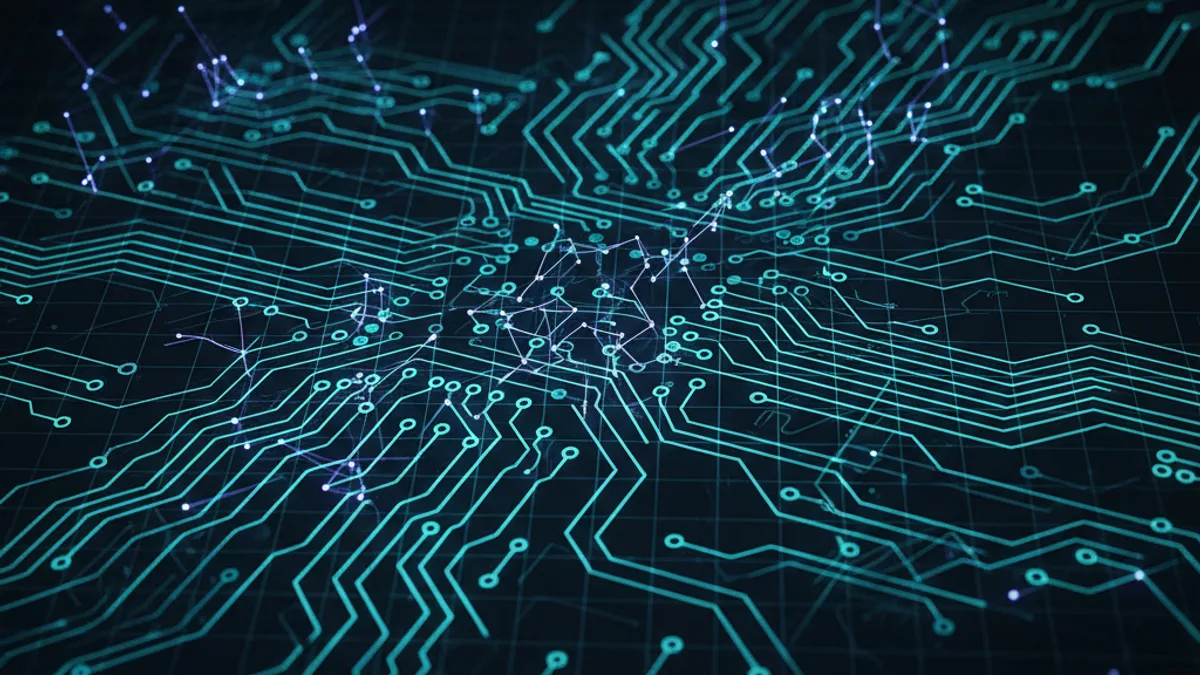 Abstract dark visualisation representing AI in Construction in Northern Ireland