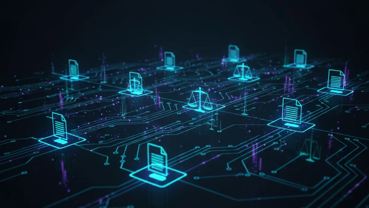 Abstract dark visualisation representing AI in Legal Services in Northern Ireland