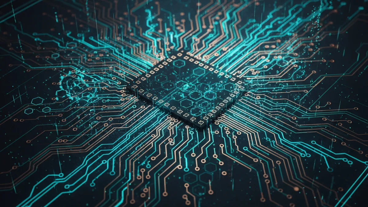 Abstract dark visualisation representing AI in Manufacturing in Northern Ireland