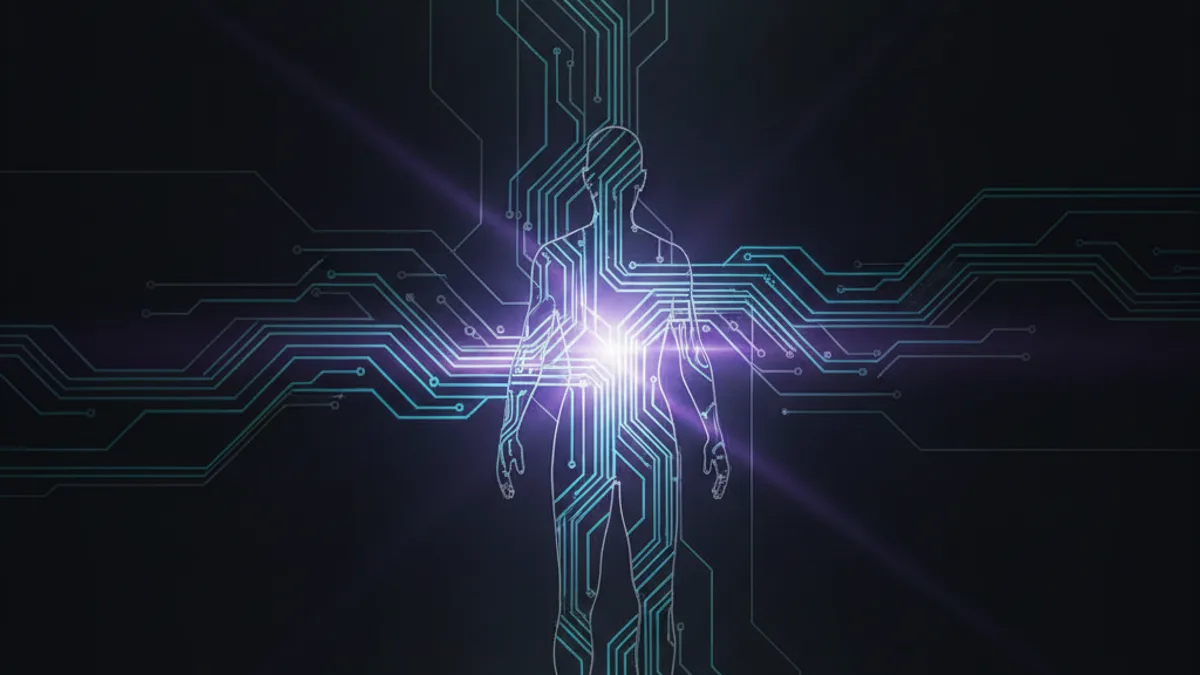 Abstract dark visualisation representing AI in Healthcare in Northern Ireland