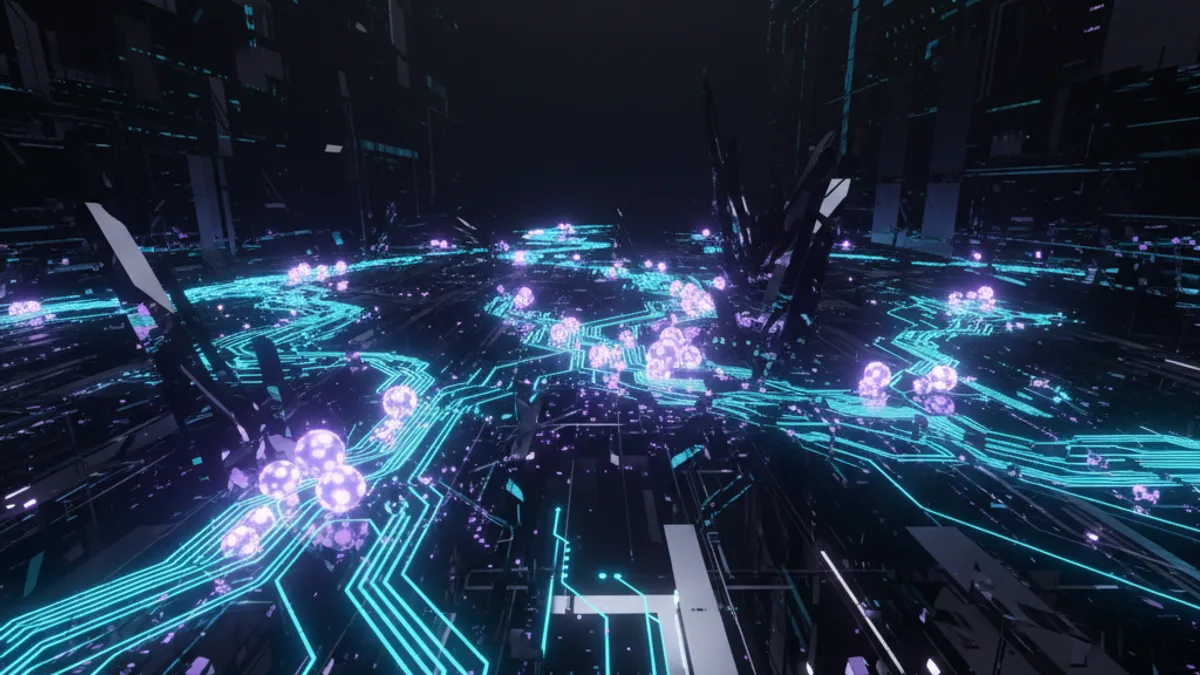 Abstract dark visualisation representing AI in Hospitality and Tourism in Northern Ireland