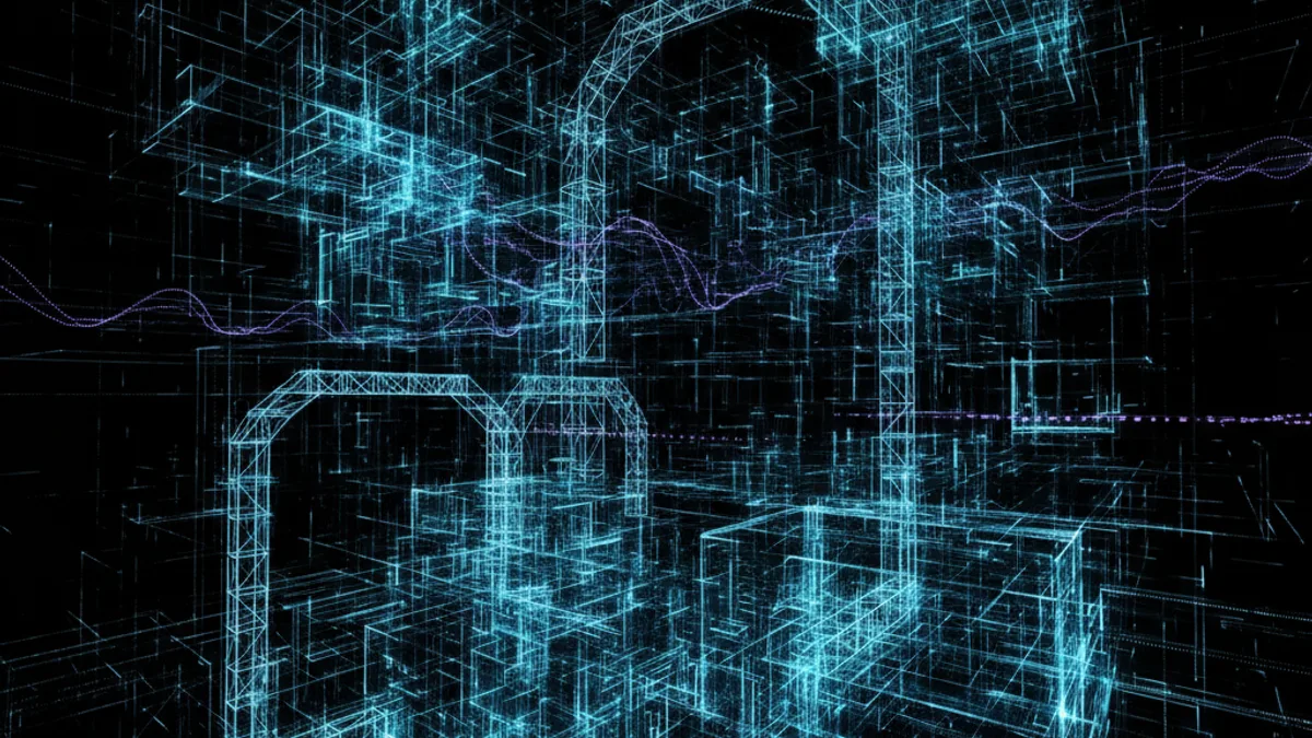 Abstract dark visualisation representing AI in Construction in Northern Ireland