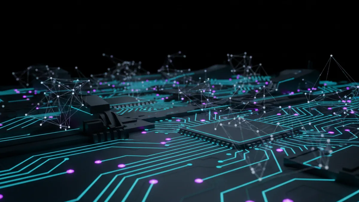 Abstract dark visualisation representing AI in Manufacturing in Northern Ireland