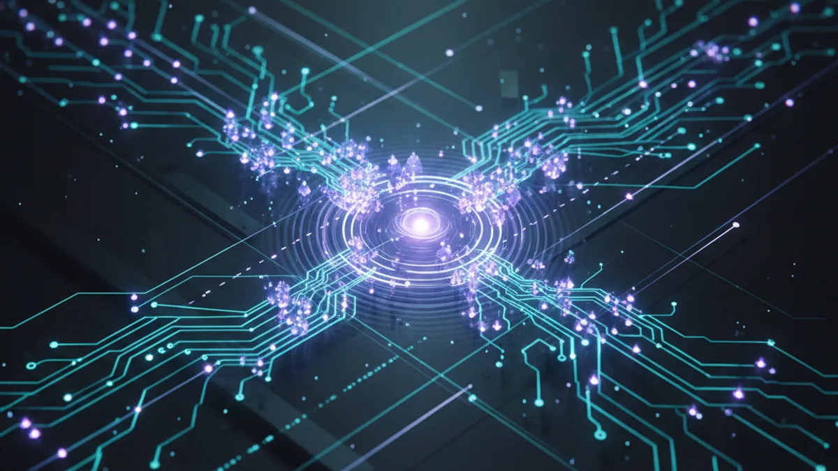 Abstract dark visualisation representing AI in Hospitality and Tourism in Northern Ireland