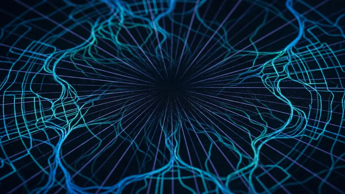 Abstract dark visualisation representing AI in Agriculture in Northern Ireland