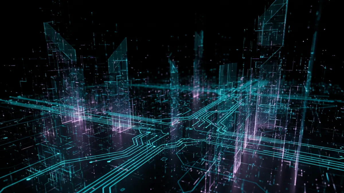 Abstract dark visualisation representing AI in Construction in Northern Ireland
