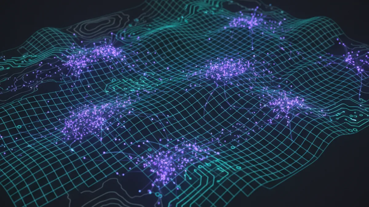 Abstract dark visualisation representing AI in Agriculture in Northern Ireland