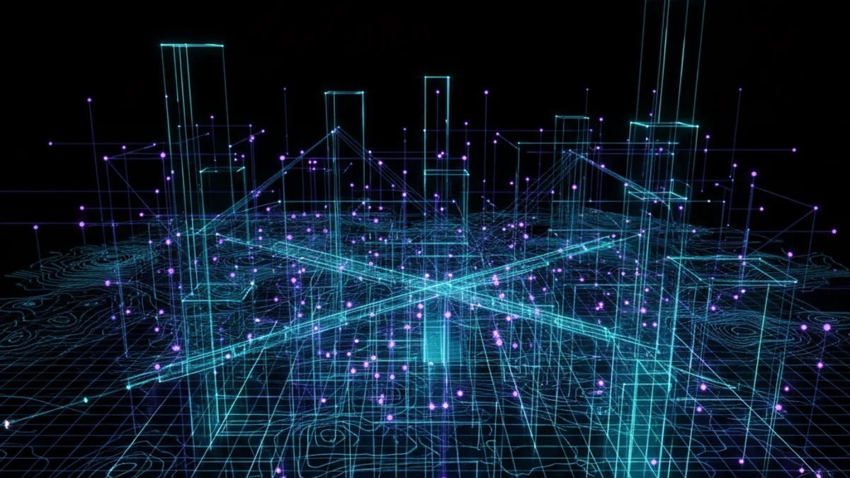 Abstract dark visualisation representing AI in Construction in Northern Ireland